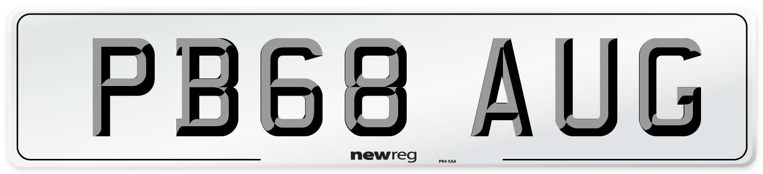 PB68 AUG Number Plate from New Reg